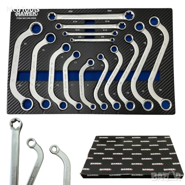 Комплект комбинирани ключове 14 части HAWEK, снимка 1