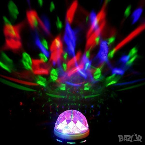 Диско LED лампа, въртяща се крушка - автоматично въртене с кристални топки, снимка 1