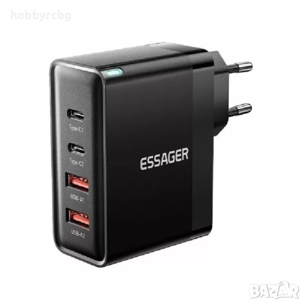 Бързо зарядно устройство GaN 100W 2x USB-А, 2x USB-C, черен или бял цвят, снимка 1