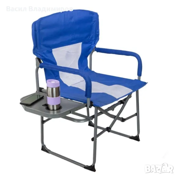 Стол за къмпинг от метална конструкция с поставка за чаша, снимка 1