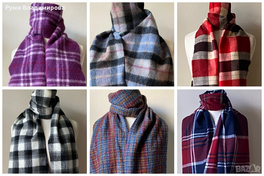 Мъжки, кариран шал от 100 % кашмир/ вълна, снимка 1