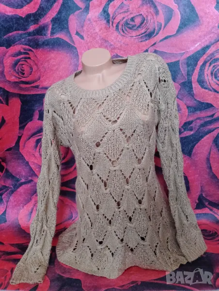 Бежова блуза туника от изкуствена плетка Л, снимка 1