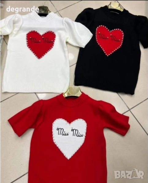 Плетена блуза MIU MIU с къс ръкав, снимка 1