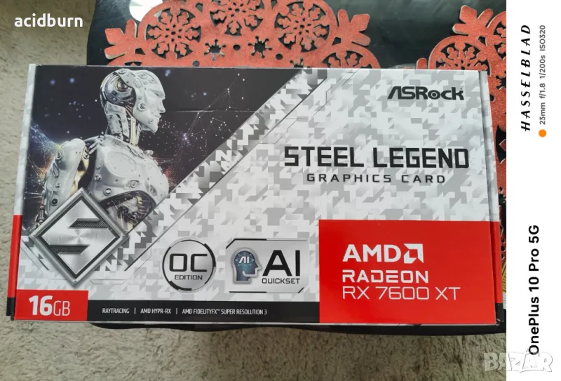 Продавам геймърска карта ASRock Radeon RX 7600 XT Steel Legend OC 16GB, снимка 1