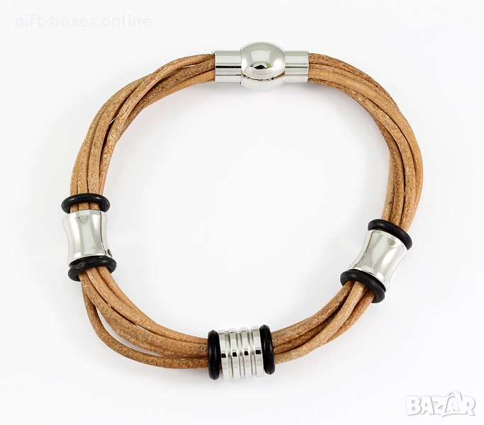 Гривна от еко кожа и полирана стомана, снимка 1