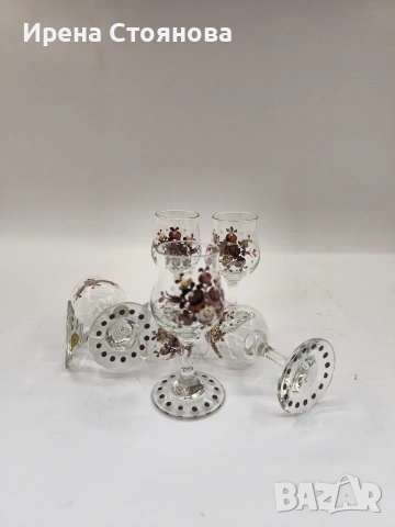 Комплект ръчно рисувани чаши за ликьор, ракия, вино, шампанско. Rattenberg Tirol K Glass, снимка 8 - Чаши - 53391065