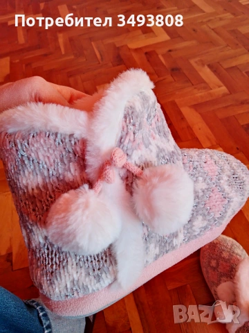 Уютни дамски плетени домашни ботуши , снимка 5 - Пантофи - 53770371