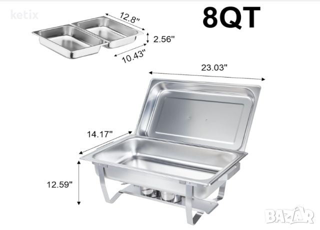 Комплект съдове за бен мари,Valgus 9L, Chafing Dish Бюфет Chafer Set , снимка 2 - Обзавеждане на кухня - 45218313