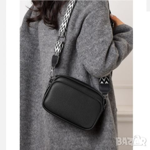Малка дамска чанта от естествена кожа Black 1225, снимка 5 - Чанти - 45352715