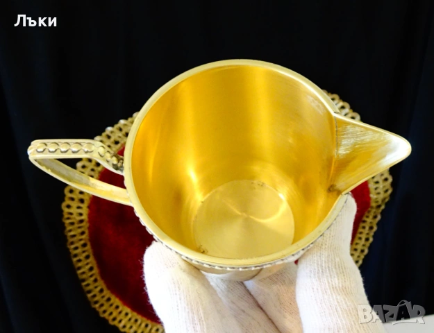 Бронзова кана,каничка,перлен релеф,160 мл. , снимка 2 - Антикварни и старинни предмети - 53371007