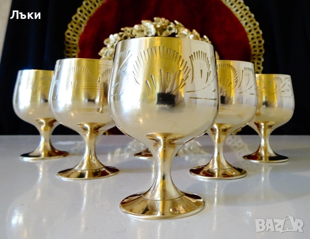 Бронзови чаши релефно гравирани,80 мл.,позлата.  , снимка 5 - Антикварни и старинни предмети - 52566982