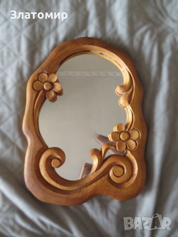 Огледало с дървена рамка/дърворезба, снимка 2 - Декорация за дома - 45314822
