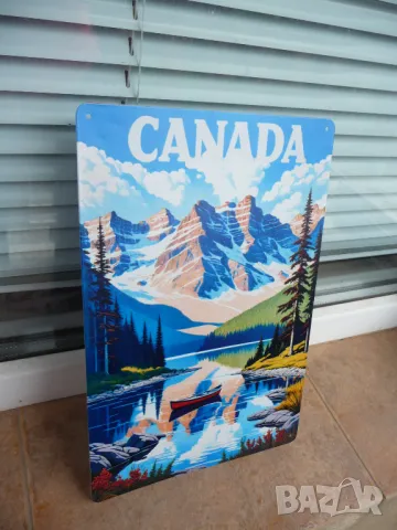 Метална табела разни Канада планини езера природа пейзаж лодка, снимка 2 - Декорация за дома - 50113989