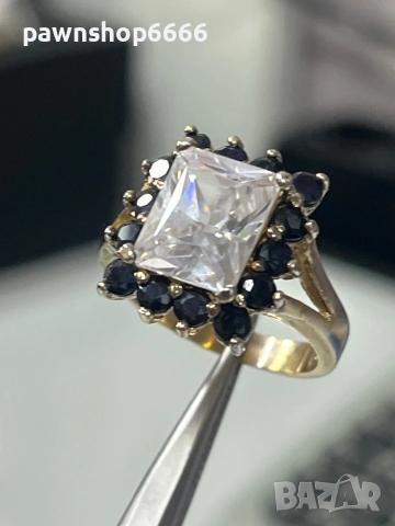 Сребърен пръстен с позлата проба 925 тегло 6.86 гр. и CZ, снимка 10 - Пръстени - 53188906