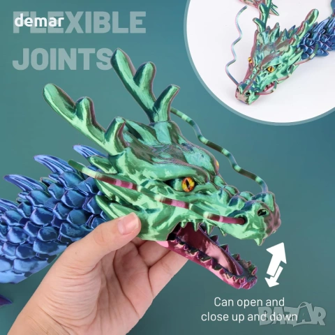 3D принтиран модел на дракон, 2,1 метра, гъвкави стави, за облекчаване на стреса, снимка 9 - Декорация за дома - 53813764