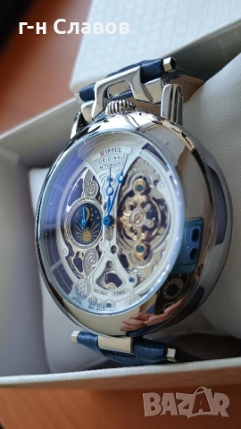 Skeleton DIFFUL Moon Phase Tourbillion Leather Men Automatic Watch, снимка 7 - Мъжки - 51655295