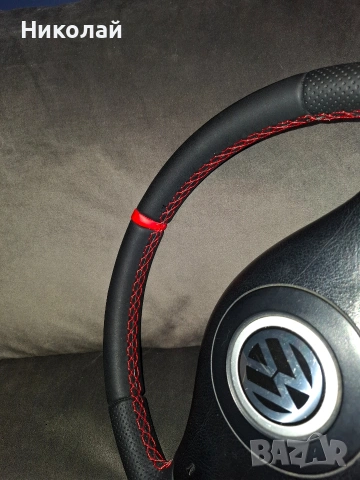 Спортен кожен волан за VW / Seat / Audi, снимка 3 - Части - 53872468