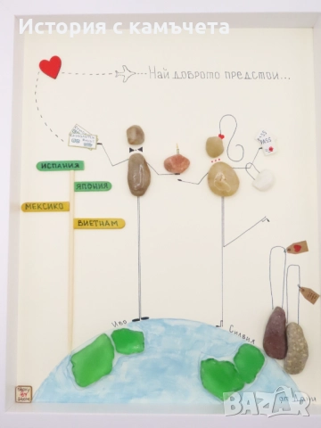 Ръчно изработено персонално пано от морски камъчета