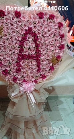 Ръчно изработен букет, сърцевиден шедьовър от 139 сапунени рози , снимка 8 - Други - 53658128