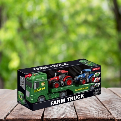 ToyStar Автовоз FARM с Трактори – Звук и Светлина, снимка 2 - Коли, камиони, мотори, писти - 52125855