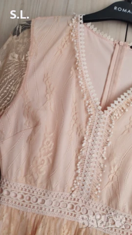 Дантелена розова рокля, снимка 3 - Рокли - 50606641