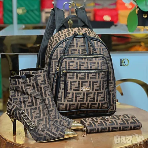 дамски боти, раница и портмоне fendi gucci , снимка 3 - Дамски боти - 46859715