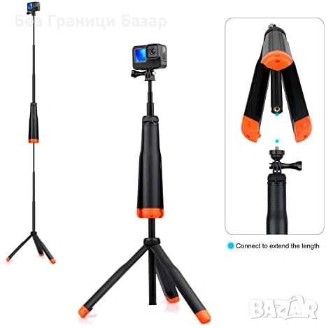 Нов Телескопичен водоустойчив селфи стик с трипод за екшън камера DJI, снимка 3 - Чанти, стативи, аксесоари - 53569569