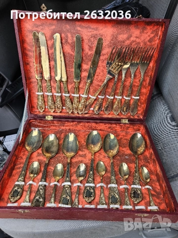 Продавам стар посребрен сервиз има и златна баня, снимка 2 - Антикварни и старинни предмети - 51834225