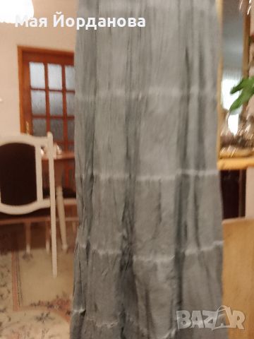  Дълга ленена рокля, имитираща ефекта на дънкова, сива, номер М. Цена 12 лв., снимка 5 - Рокли - 45776906