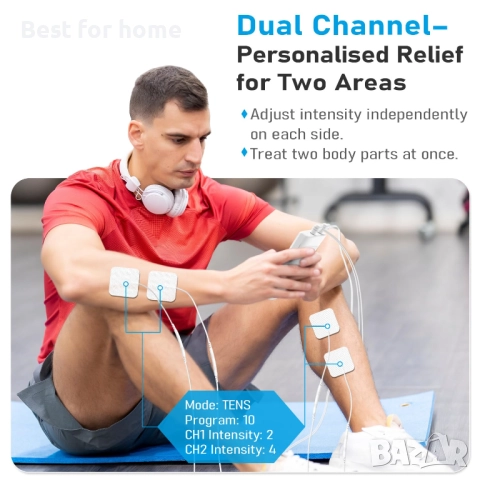 GHTENS TENS/EMS машина за облекчаване на болка  с 5 режима, 80 програми, снимка 4 - Масажори - 52605443