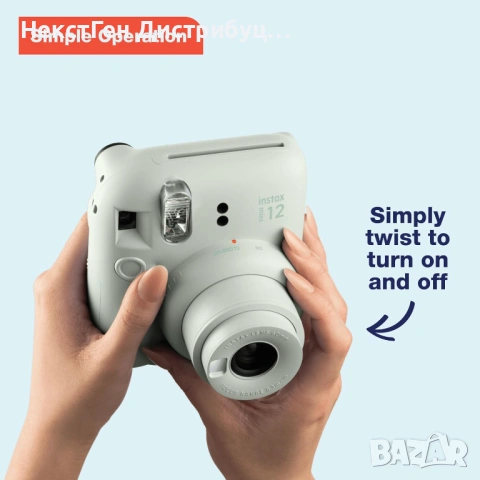 Fujifilm Instax Mini 12 Green Instant Camera | Нов | 24м Гаранция, снимка 3 - Фотоапарати - 53948262