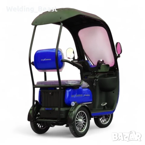 Триместна Електрическа триколка X3+ 1500W / 48V/ 20Ah - Синя, снимка 4 - Мотоциклети и мототехника - 51284509