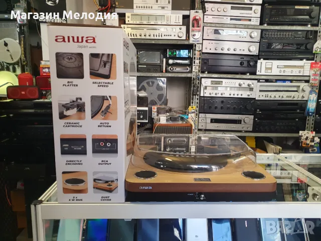 Грамофон AIWA GBTUR-120WD Japan est 1951 НОВ! Само е тестван., снимка 14 - Грамофони - 49568201