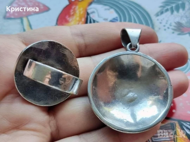 Сребъре комплект с Лапис Лазули и Червен Корал, снимка 5 - Бижутерийни комплекти - 52236705