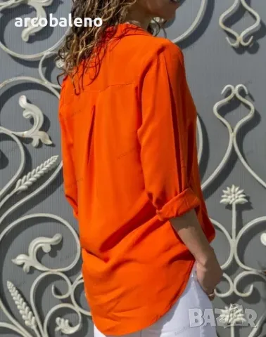 Дамска риза със самостоятелен дизайн с елегантна яка с ревер, 8цвята , снимка 9 - Ризи - 49816344