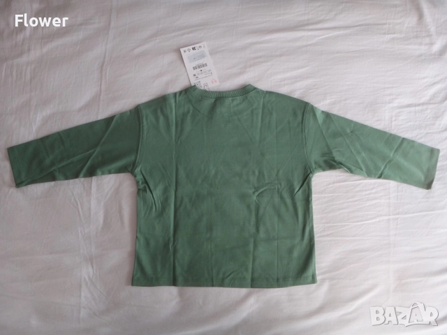 Нова Детска зелена блуза ZARA с дълъг ръкав размер 98, снимка 6 - Детски тениски и потници - 52947556