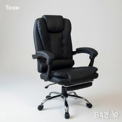 Ергономичен въртящ се офис стол с масаж и поставка за крака, снимка 7 - Столове - 53219012