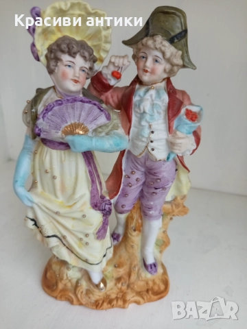 Старинна, красива фигура от бисквитен порцелан, висока 20 см, снимка 4 - Колекции - 52090434