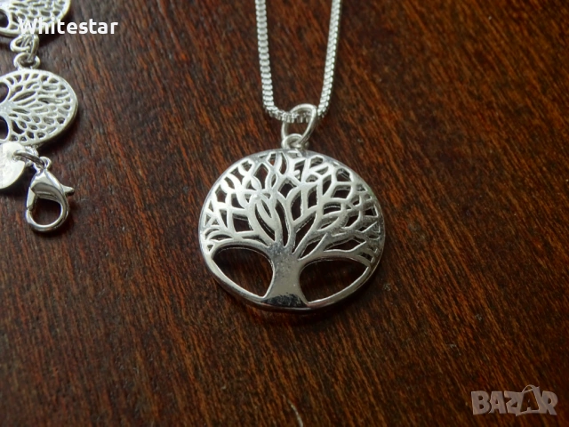 Посребрен дамски комплект - колие, обеци, гривна - "Келтско дърво"