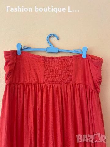 Дълга оранжева рокля без презрамки с връзки през врата и силиконова лента,за да не се свлича 🧡🧡🧡, снимка 4 - Рокли - 51808944