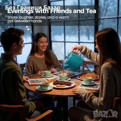 Нов Чайник 600 мл порцелан топлоустойчив със сваляем инфузер за чай, снимка 3 - Други - 52469888