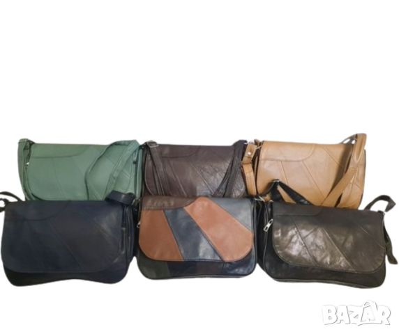 Дамска чанта с капак от естественаа к. в модерни цветове, снимка 2 - Чанти - 46391179