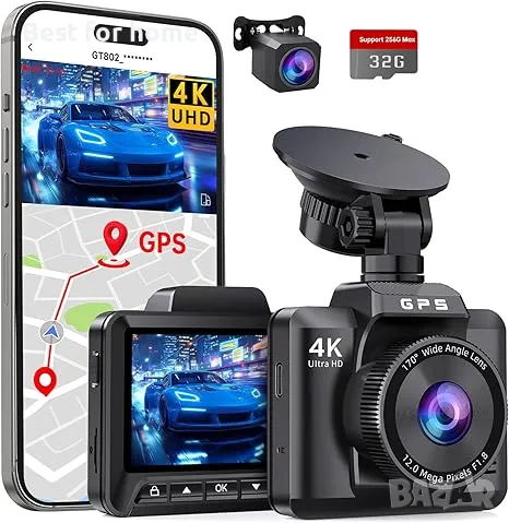 4K GPS Dash Cam Front and Rear, снимка 2 - Аксесоари и консумативи - 49100959