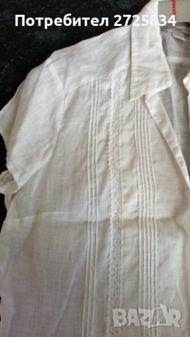 Блуза H&M, 100% лен и шевица, бяла, снимка 6 - Корсети, бюстиета, топове - 46206360