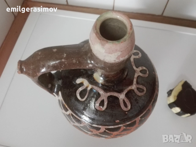 Стара глинена стомна , бъкел, чепкало за вълна , съдове., снимка 5 - Антикварни и старинни предмети - 32661756