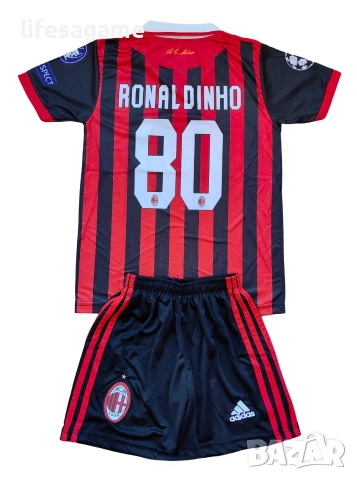Ретро ! Детско - юношески футболен екип Милан Роналдиньо AC Milan Ronaldinho 