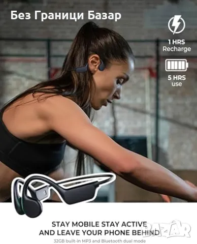 Нови Слушалки за плуване спорт IPX8 + 32GB MP3 костна проводимост, снимка 3 - Bluetooth слушалки - 49648418