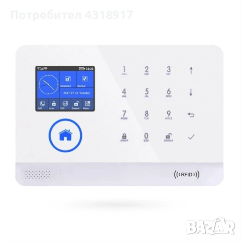 Безжична алармена система LCD 2.4" Wifi GSM, Onshop, Tuya Smart, 2xPIR, Бял