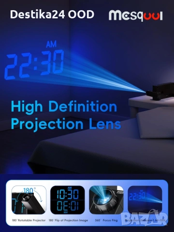 Дигитален будилник прожектор за таван/стена голям LED дисплей аларма, снимка 4 - Други - 53727170