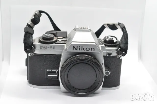 Фотоапарат Nikon FG-20 с ремък и капачка за тялото, снимка 1 - Фотоапарати - 46887635